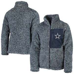 NWT NFL Girls Youth Dallas Cowboys Navy Teddy Full-Zip Jacket Medium 10/12